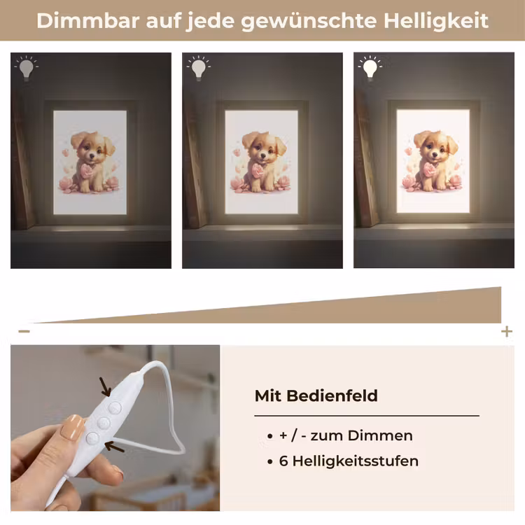 Hond - Bloemen - Roze - Meisjes - Kind Light Box met kabel klein -USP_dimbaarDE