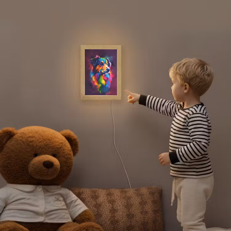 Hond - Kleurrijk - Dier - Dierenhoofd Light Box met kabel klein -sfeer4a_kind