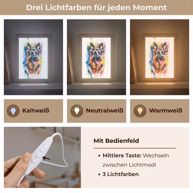 Hond - Verf - Dieren - Kleurrijk - Duitse Herder Light Box met kabel klein -USP_lichtkleurDE