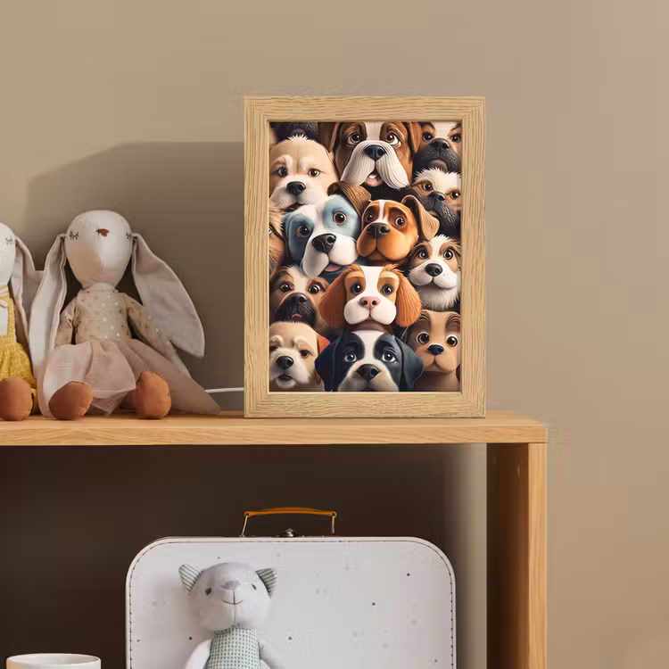 Hond - Patronen - Dieren - Bruin - Meisje - Jongen Light Box met kabel klein -sfeer2_kind