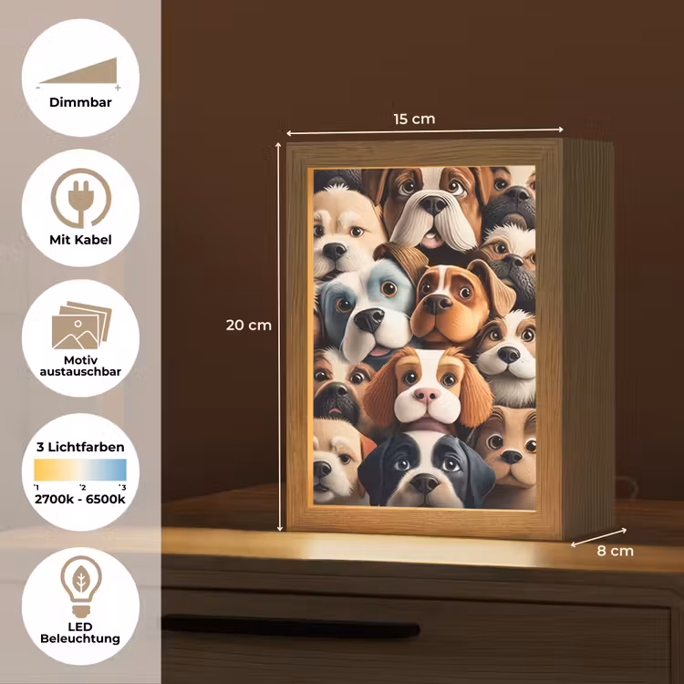Hond - Patronen - Dieren - Bruin - Meisje - Jongen Light Box met kabel (Kinderlampje) klein -USP_websiteoverzichtDE