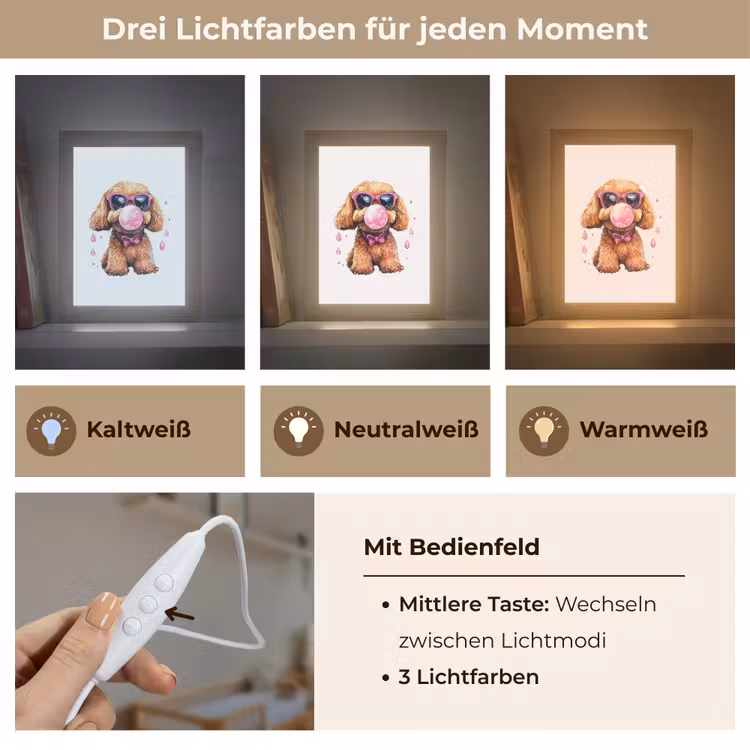 Hond - Roze - Kauwgom Light Box met kabel klein -USP_lichtkleurDE