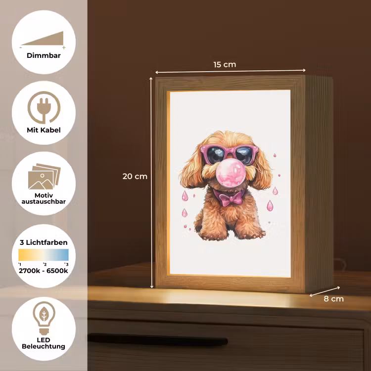 Hond - Roze - Kauwgom Light Box met kabel (Kinderlampje) klein -USP_websiteoverzichtDE