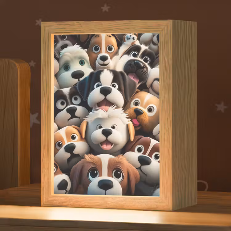Hond - Dieren - Patronen - Bruin - Meisjes - Jongens Light Box met kabel klein -zzz_3d_website
