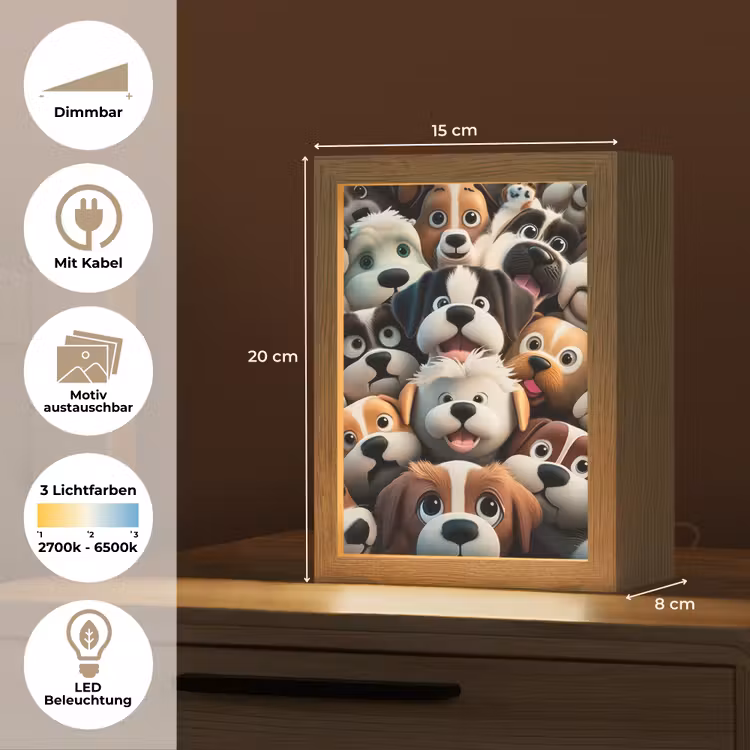 Hond - Dieren - Patronen - Bruin - Meisjes - Jongens Light Box met kabel (Kinderlampje) klein -USP_websiteoverzichtDE
