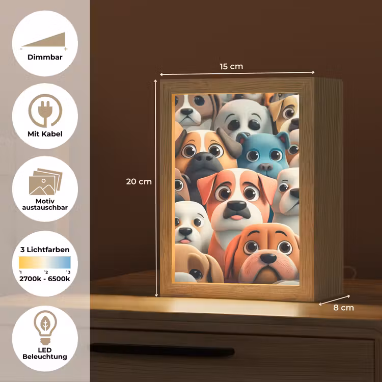 Hond - Dieren - Patronen - Bruin - Meiden - Jongens Light Box met kabel (Kinderlampje) klein -USP_websiteoverzichtDE