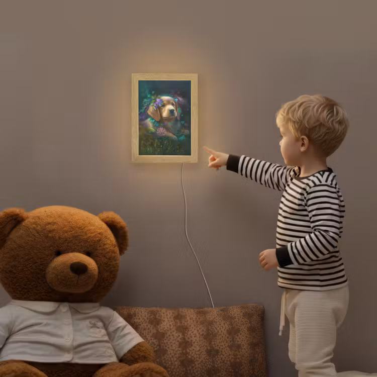 Hond - Puppy - Bloemen - Natuur - Golden retriever Light Box met kabel klein -sfeer4a_kind