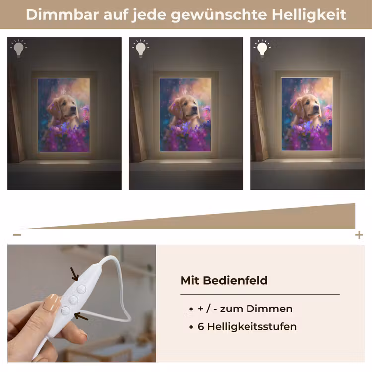 Hond - Puppy - Zon - Bloemen - Golden retriever Light Box met kabel klein -USP_dimbaarDE
