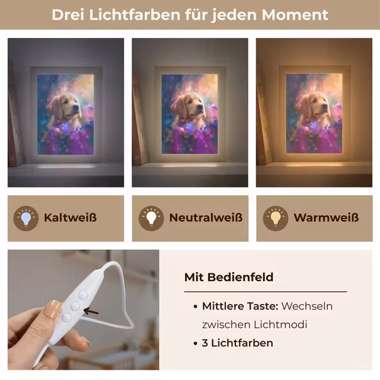 Hond - Puppy - Zon - Bloemen - Golden retriever Light Box met kabel klein -USP_lichtkleurDE