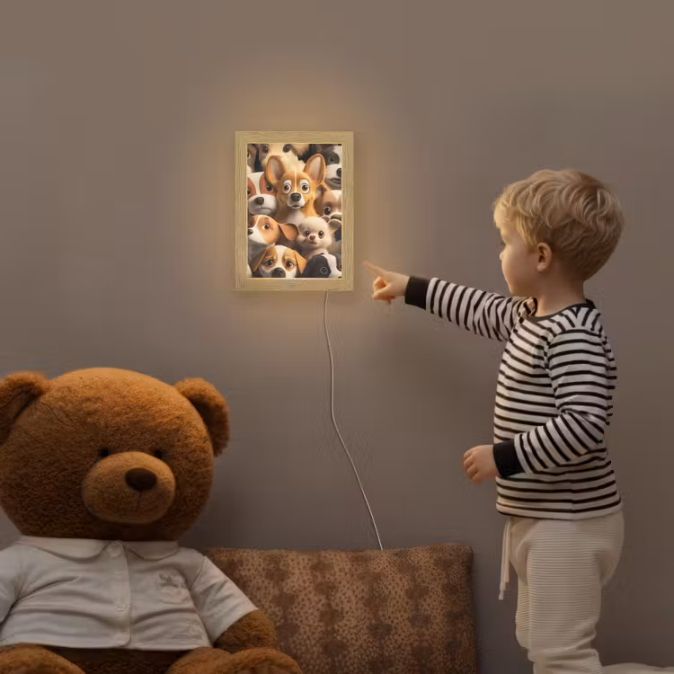 Honden - Dieren - Bruin - Zwart - Patronen - Kind Light Box met kabel klein -sfeer4a_kind