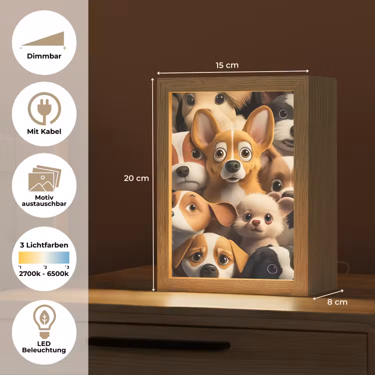 Honden - Dieren - Bruin - Zwart - Patronen - Kind Light Box met kabel (Kinderlampje) klein -USP_websiteoverzichtDE