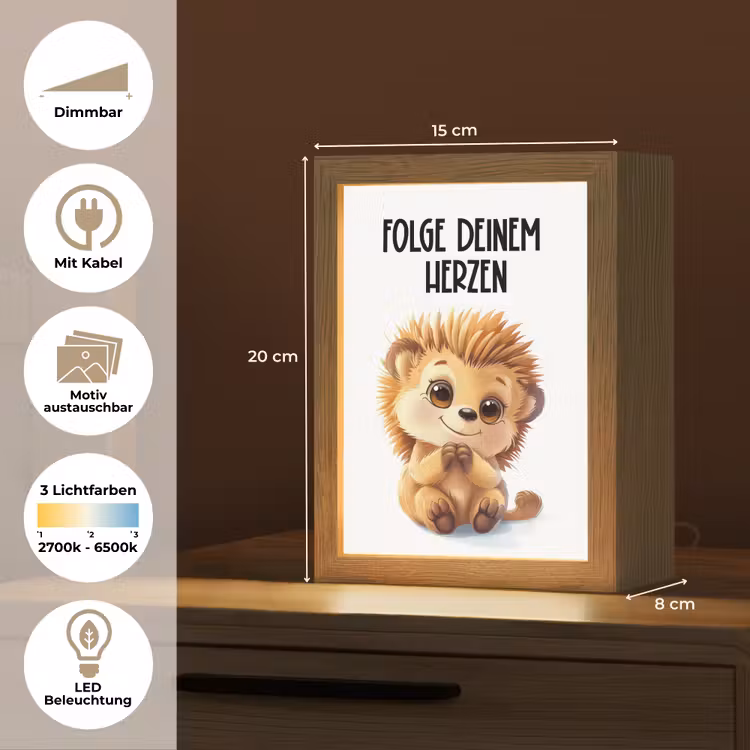 Egel - Wit - Dieren - Quote - Hart Light Box met kabel (Kinderlampje) klein -USP_websiteoverzichtDE