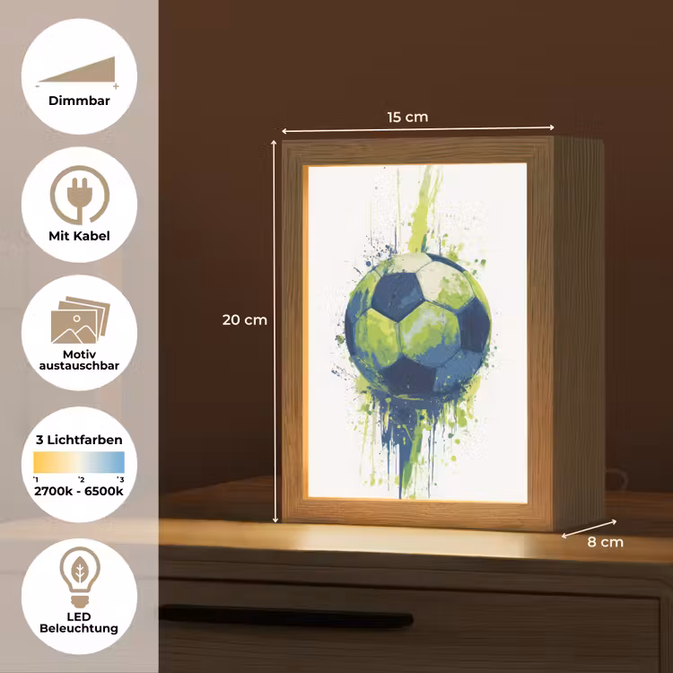Illustratie - Abstract - Voetbal - Verfspatten Light Box met kabel (Kinderlampje) klein -USP_websiteoverzichtDE
