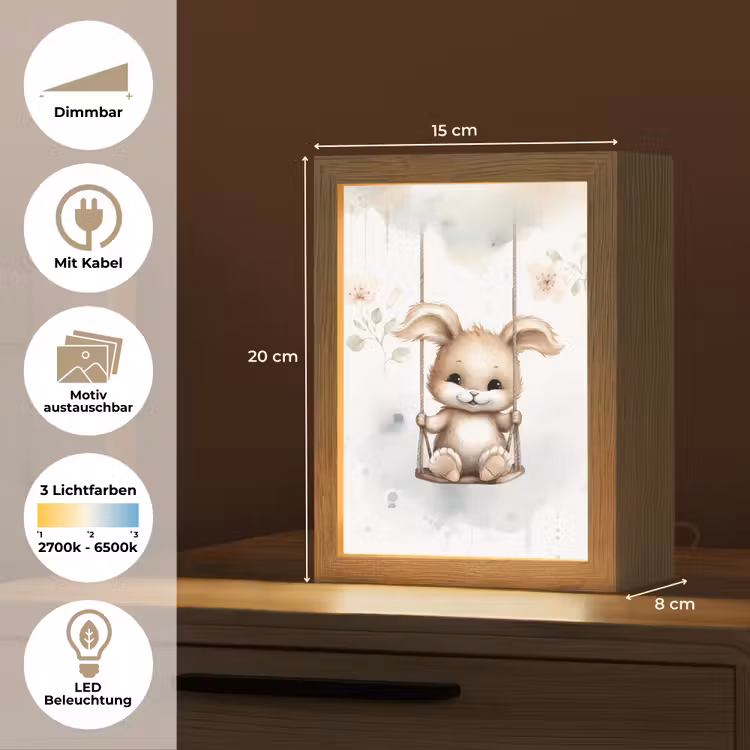Konijn - Baby dier - Kinderen Light Box met kabel (Kinderlampje) klein -USP_websiteoverzichtDE