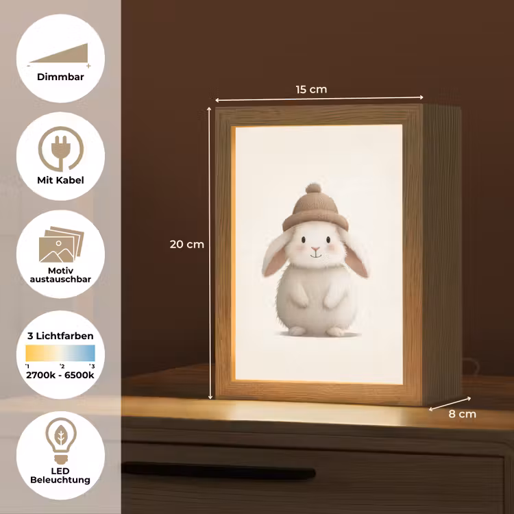 Konijn - Muts - Oren - Beige Light Box met kabel (Kinderlampje) klein -USP_websiteoverzichtDE