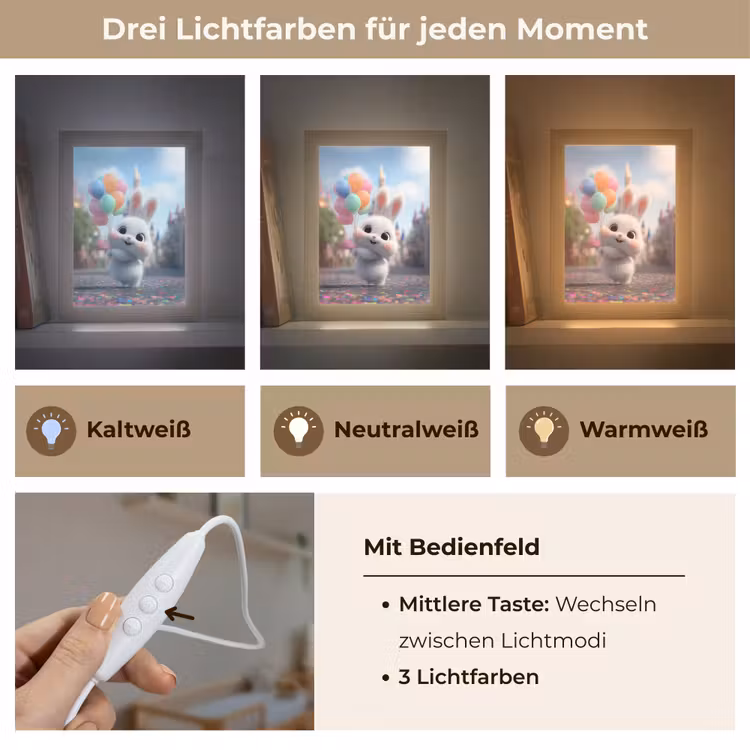 Konijn - Ballonnen - Gekleurd - Confetti Light Box met kabel klein -USP_lichtkleurDE