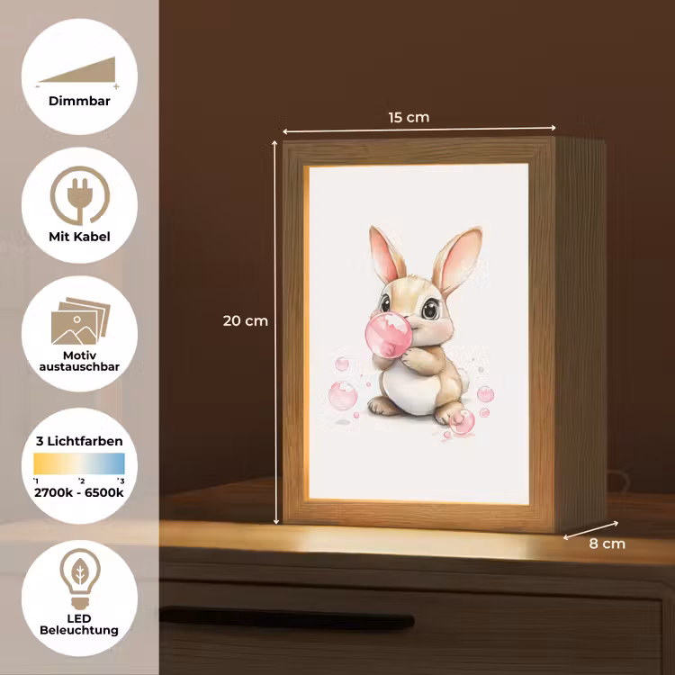 Konijn - Roze - Bellen Light Box met kabel (Kinderlampje) klein -USP_websiteoverzichtDE