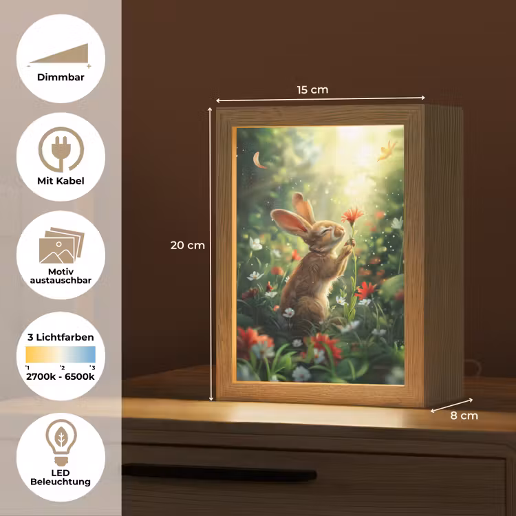 Konijn - Dieren - Bloemen - Natuur Light Box met kabel (Kinderlampje) klein -USP_websiteoverzichtDE