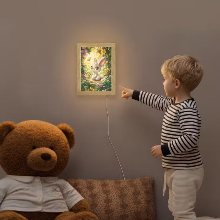 Konijn - Bos - Vlinders - Cartoon Light Box met kabel klein -sfeer4a_kind
