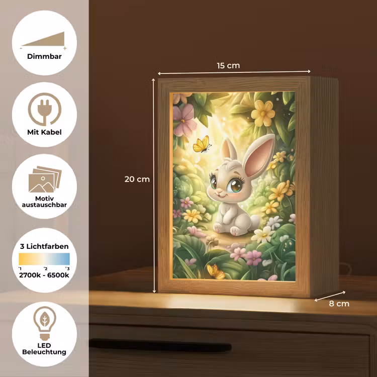 Konijn - Bos - Vlinders - Cartoon Light Box met kabel (Kinderlampje) klein -USP_websiteoverzichtDE