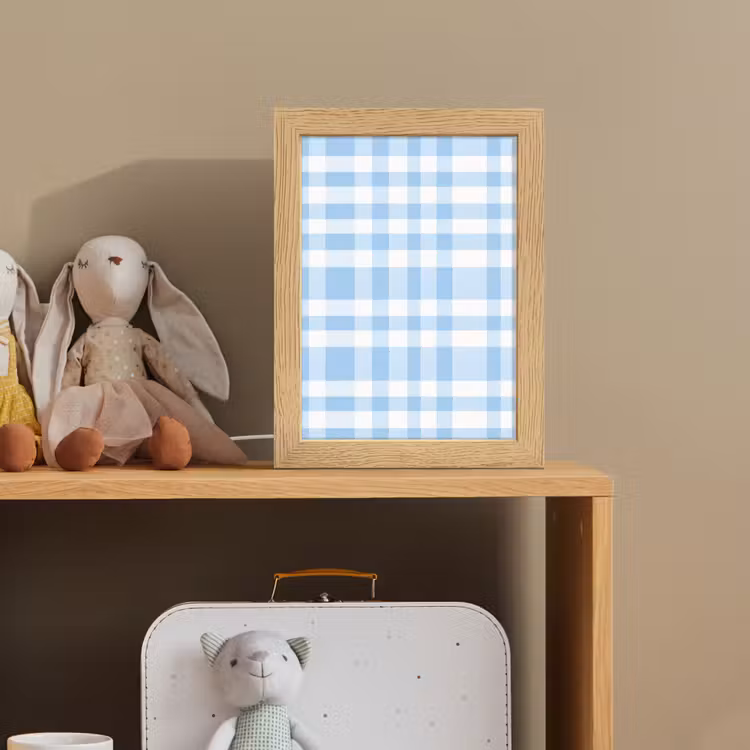 Ruit - Patroon - Blauw Light Box met kabel (Kinderlampje) klein 904 -sfeer2_kind