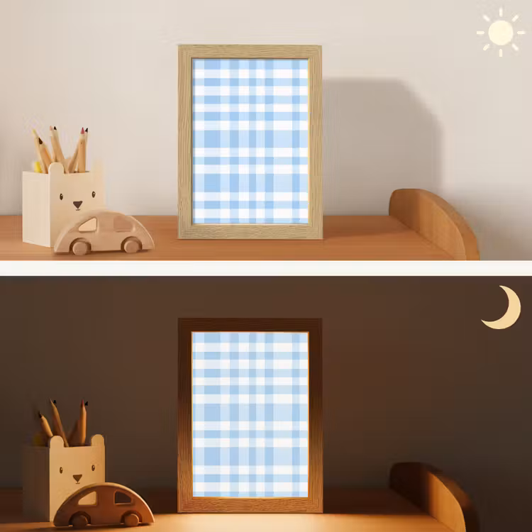 Ruit - Patroon - Blauw Light Box met kabel (Kinderlampje) klein 904 -sfeer3_kind