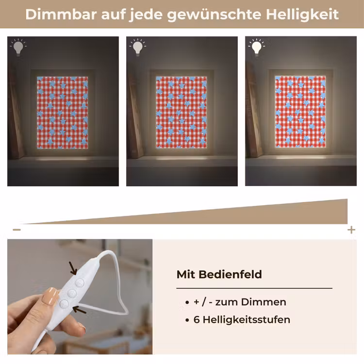 Ruit - Sterren - Rood Light Box met kabel (Kinderlampje) klein 904 -USP_dimbaarDE