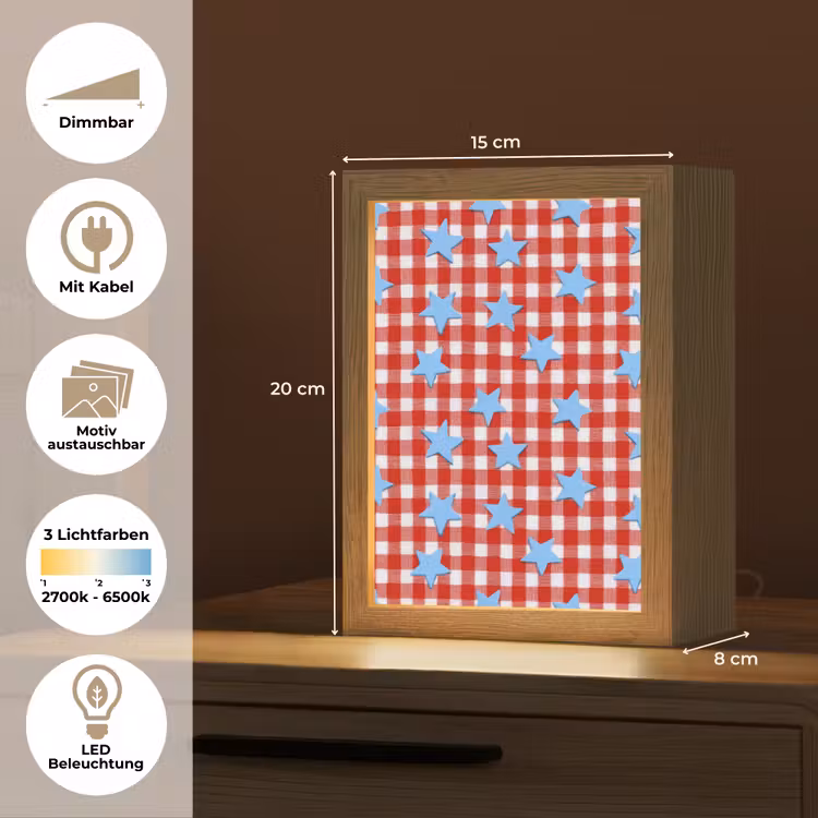 Ruit - Sterren - Rood Light Box met kabel (Kinderlampje) klein 904 -USP_websiteoverzichtDE