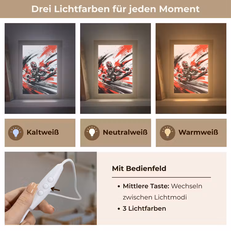 Kart - Coureur - Snelheid - Rood Light Box met kabel (Kinderlampje) klein -USP_lichtkleurDE