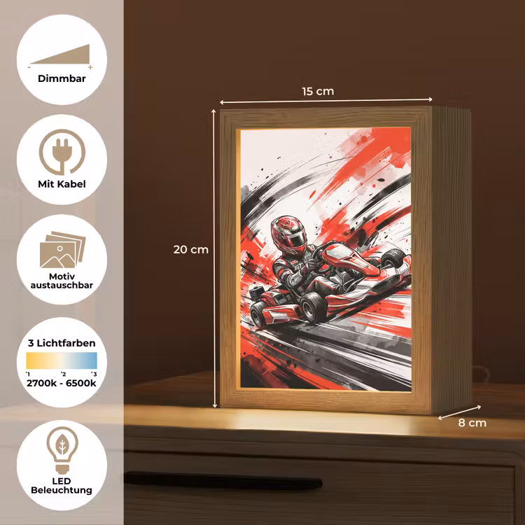 Kart - Coureur - Snelheid - Rood Light Box met kabel (Kinderlampje) klein -USP_websiteoverzichtDE