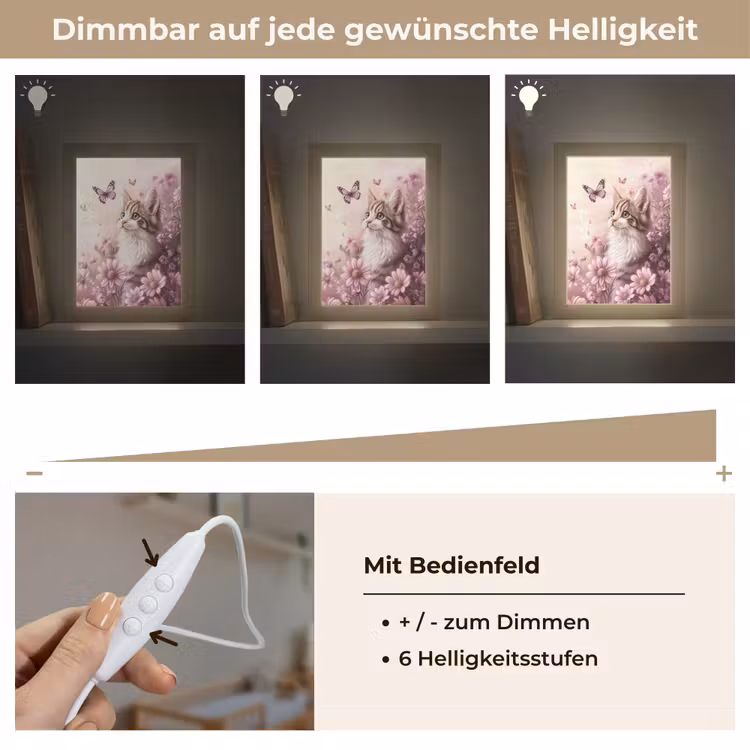 Kitten - Bloemen - Vlinders - Paars Light Box met kabel klein -USP_dimbaarDE