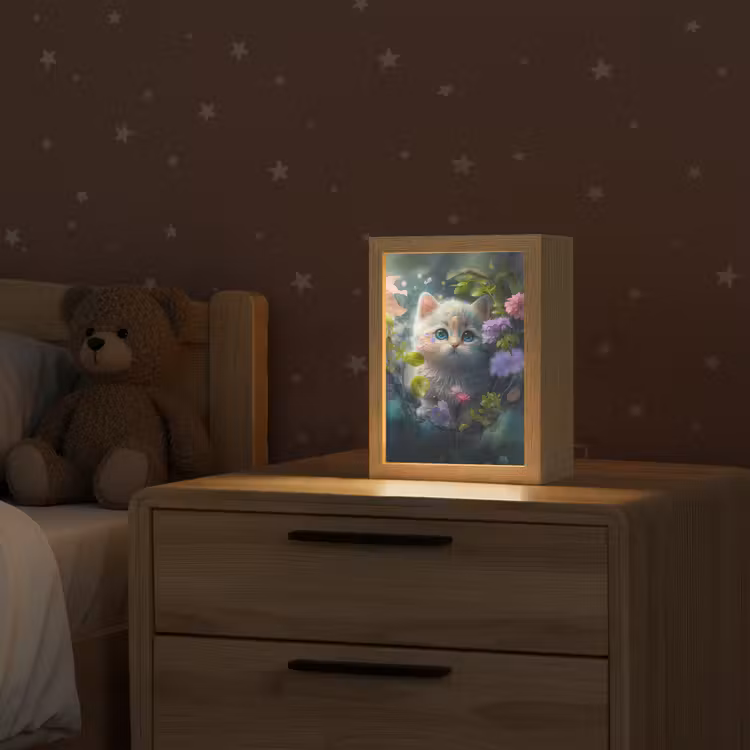 Kitten - Bloemen - Bos - Illustratie - Poes Light Box met kabel klein -sfeer1_kind