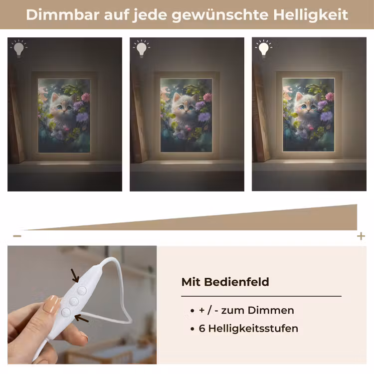 Kitten - Bloemen - Bos - Illustratie - Poes Light Box met kabel klein -USP_dimbaarDE