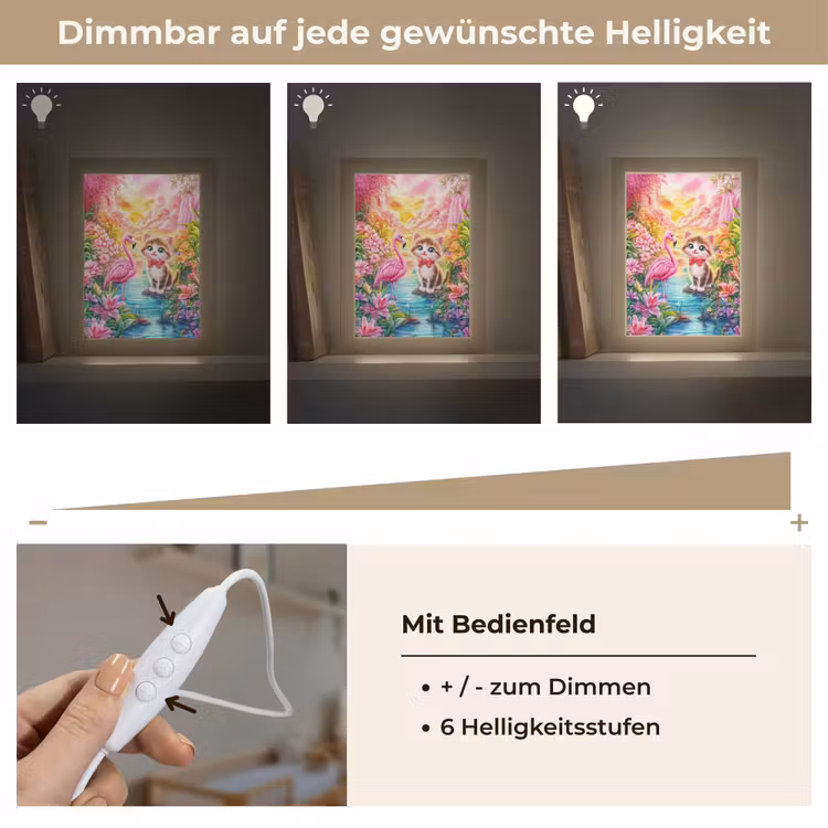 Kitten - Flamingo - Bloemen Light Box met kabel klein -USP_dimbaarDE