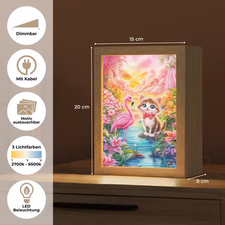 Kitten - Flamingo - Bloemen Light Box met kabel (Kinderlampje) klein -USP_websiteoverzichtDE