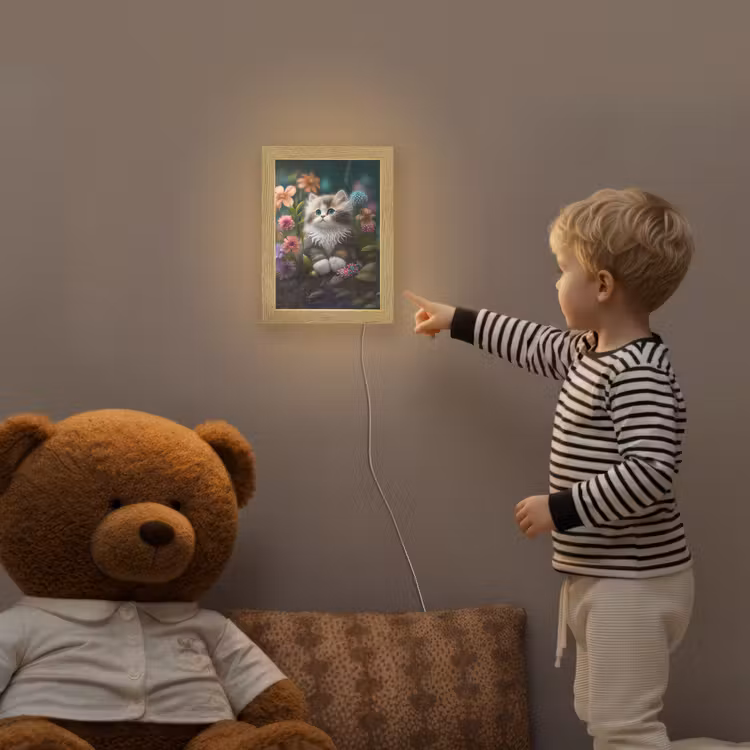 Kitten - Illustratie - Bloemen - Natuur - Kat Light Box met kabel klein -sfeer4a_kind