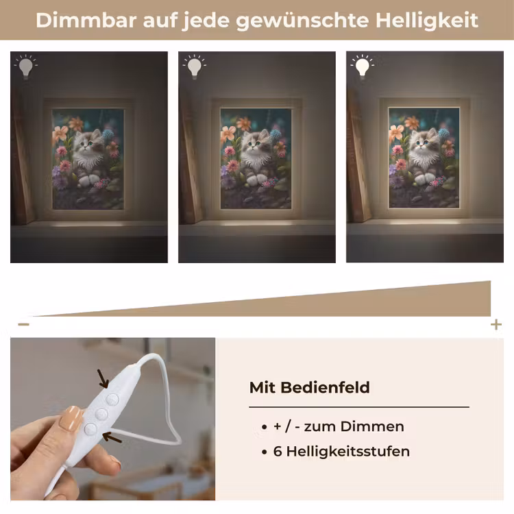 Kitten - Illustratie - Bloemen - Natuur - Kat Light Box met kabel klein -USP_dimbaarDE