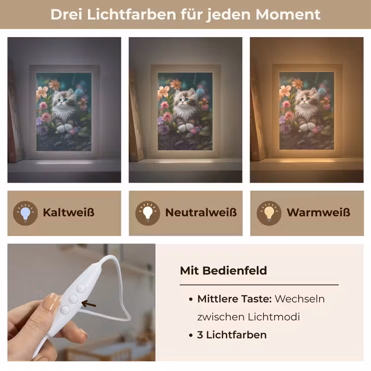 Kitten - Illustratie - Bloemen - Natuur - Kat Light Box met kabel klein -USP_lichtkleurDE