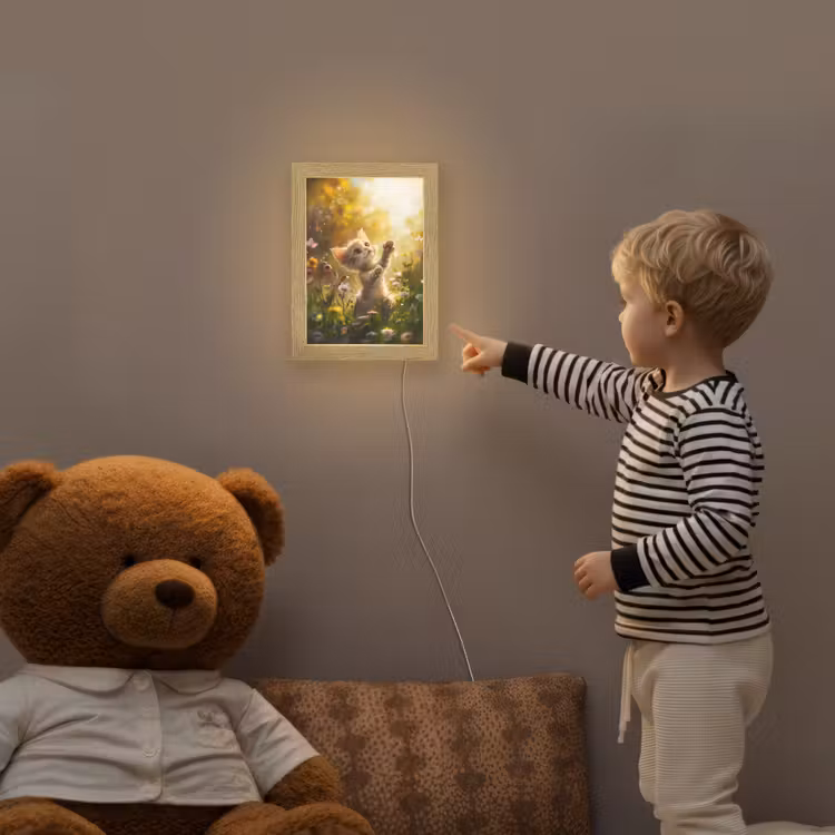 Kitten - Dier - Natuur - Bloemen Light Box met kabel klein -sfeer4a_kind