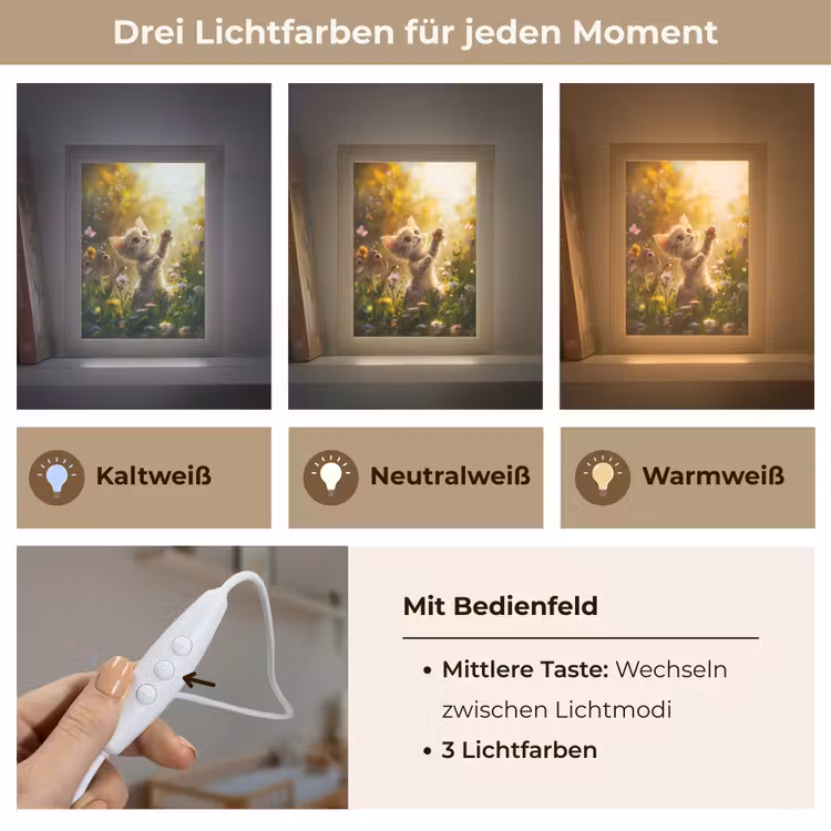 Kitten - Dier - Natuur - Bloemen Light Box met kabel klein -USP_lichtkleurDE
