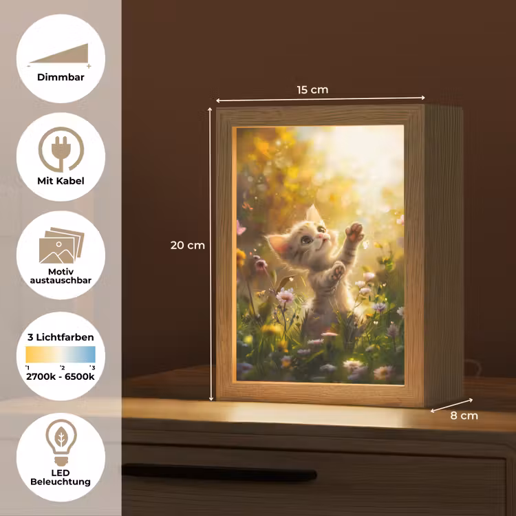Kitten - Dier - Natuur - Bloemen Light Box met kabel (Kinderlampje) klein -USP_websiteoverzichtDE