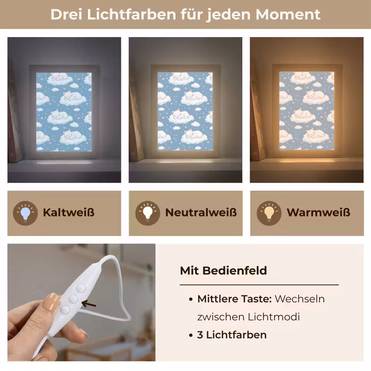 Kitten - Wolken - Blauw Light Box met kabel (Kinderlampje) klein 904 -USP_lichtkleurDE