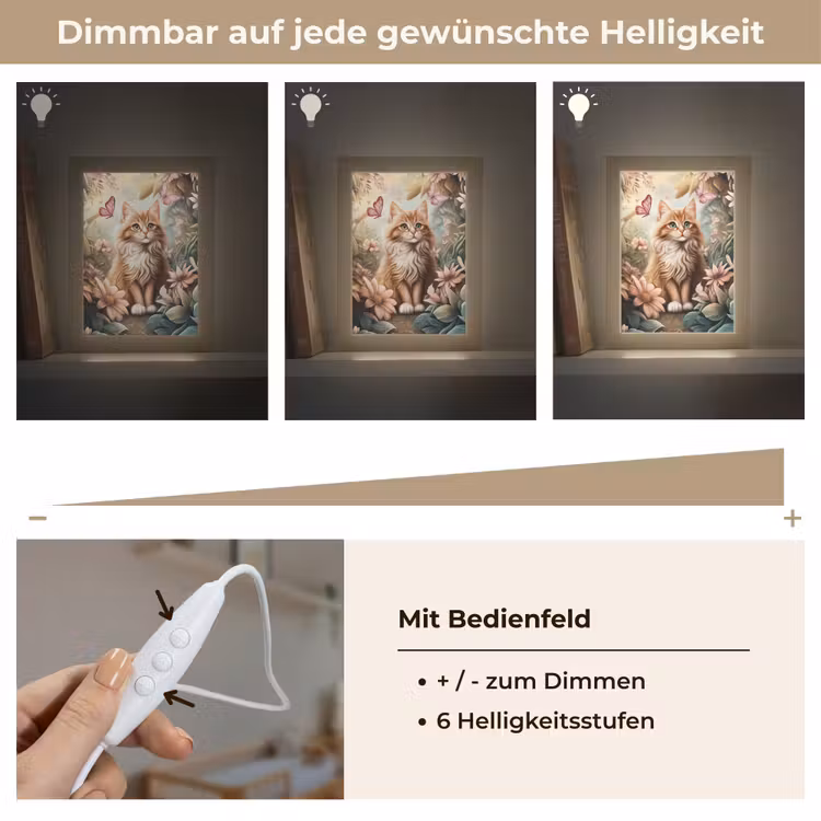 Kat - Bloemen - Vlinders - Roze Light Box met kabel klein -USP_dimbaarDE
