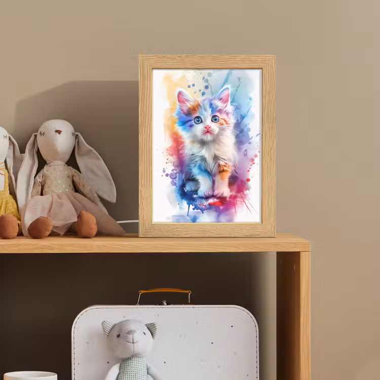 Kat - Kleurrijk - Verf - Dier - Wit Light Box met kabel klein -sfeer2_kind