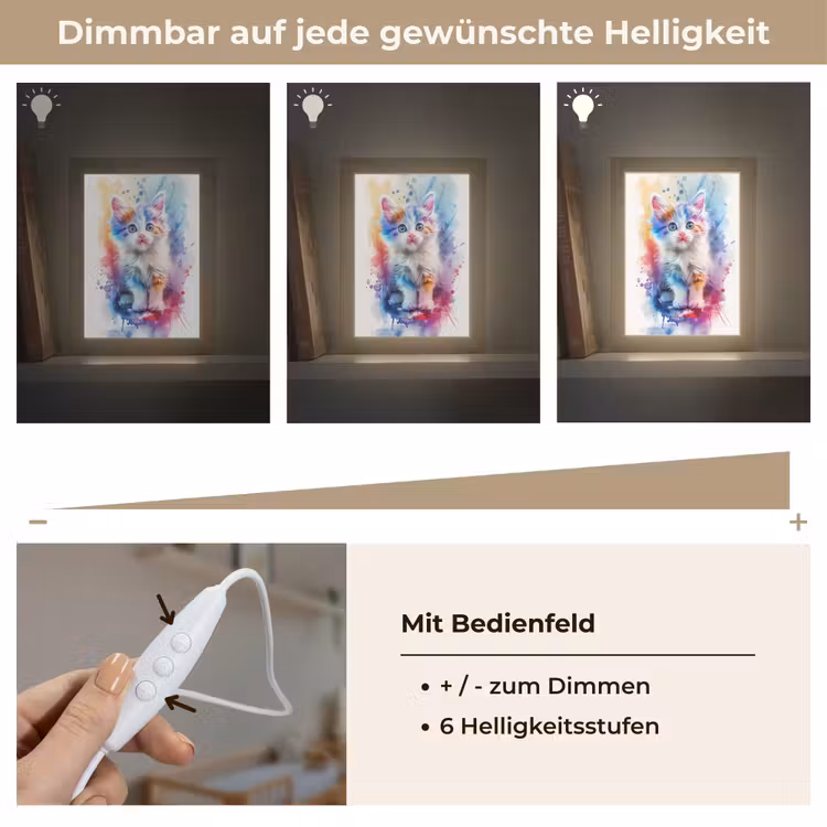 Kat - Kleurrijk - Verf - Dier - Wit Light Box met kabel klein -USP_dimbaarDE