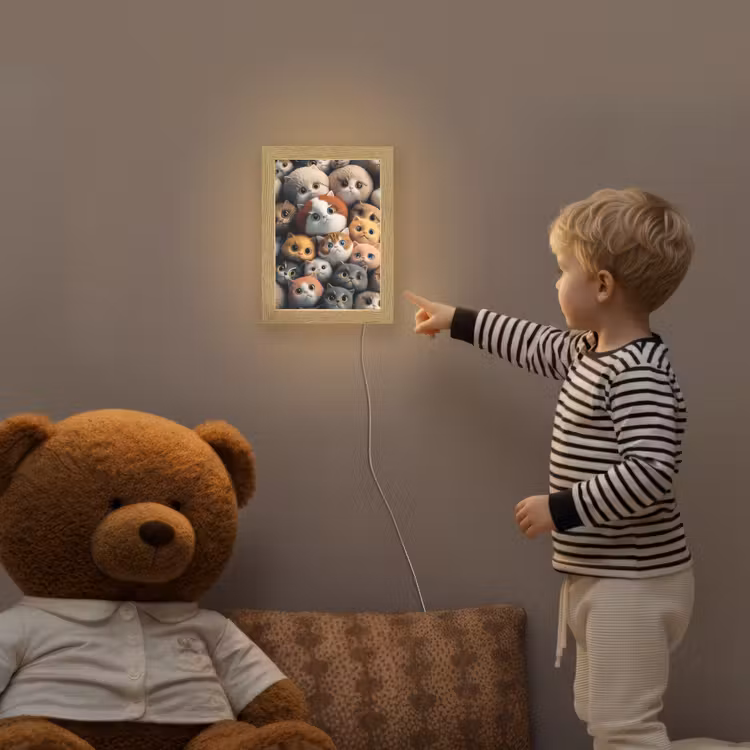 Poes - Kat - Design - Bruin - Grijs - Kids Light Box met kabel klein -sfeer4a_kind