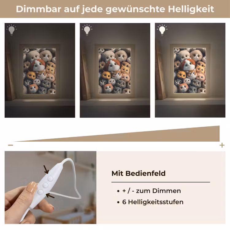 Poes - Kat - Design - Bruin - Grijs - Kids Light Box met kabel klein -USP_dimbaarDE