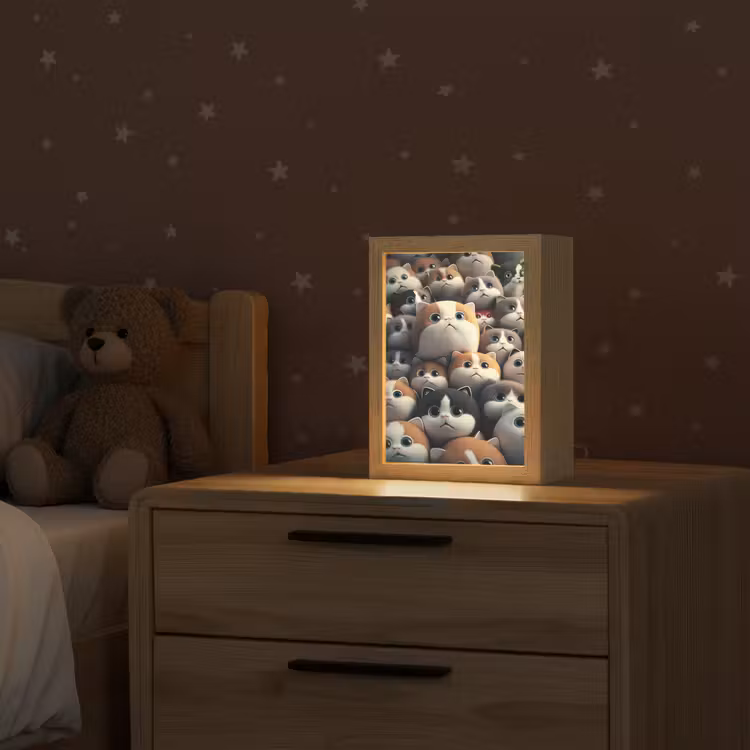 Kat - Huisdieren - Poes - Bruin - Grijs - Kinderen Light Box met kabel klein -sfeer1_kind