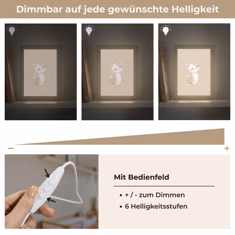 Kat - Kitten - Beige Light Box met kabel klein -USP_dimbaarDE