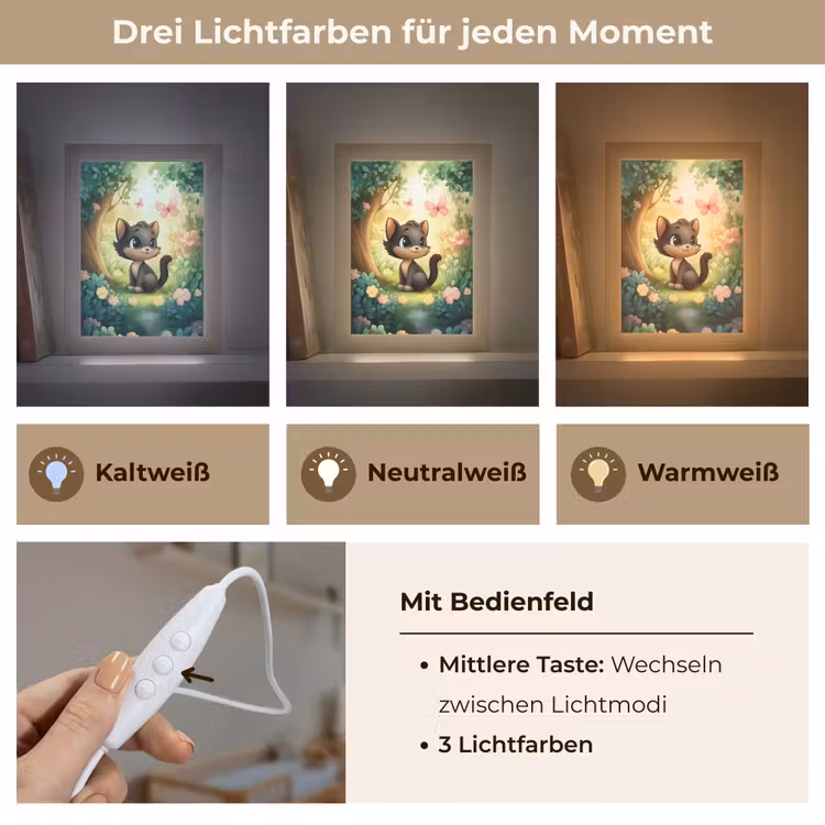 Kat - Zwart - Bos - Vlinders Light Box met kabel klein -USP_lichtkleurDE